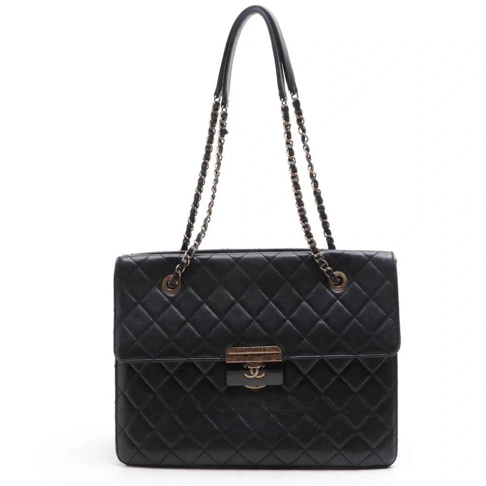 CHANEL Lambskin Quilted Beauty Lock Tote Leather Flap Medium Handbag Purse - Picture 8 of 15